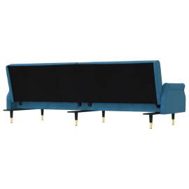 Canapea extensibilă cu perne, albastru, catifea, 5 image