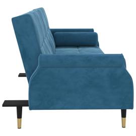 Canapea extensibilă cu perne, albastru, catifea, 4 image