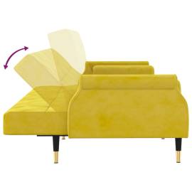 Canapea extensibilă cu perne, galben, catifea, 7 image
