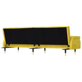 Canapea extensibilă cu perne, galben, catifea, 5 image
