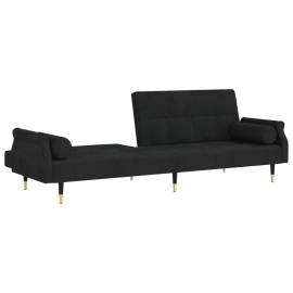 Canapea extensibilă cu perne, negru, catifea, 5 image