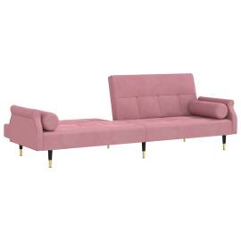 Canapea extensibilă cu perne, roz, catifea, 3 image