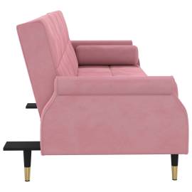 Canapea extensibilă cu perne, roz, catifea, 2 image