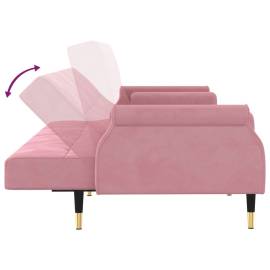 Canapea extensibilă cu perne, roz, catifea, 5 image