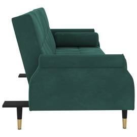 Canapea extensibilă cu perne, verde închis, catifea, 4 image