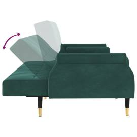 Canapea extensibilă cu perne, verde închis, catifea, 7 image