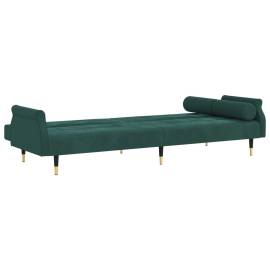Canapea extensibilă cu perne, verde închis, catifea, 6 image