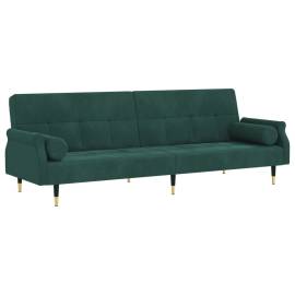 Canapea extensibilă cu perne, verde închis, catifea, 2 image