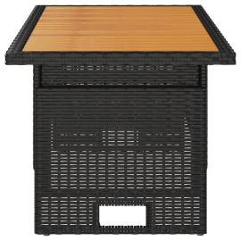 Masă de grădină negru 100x50x43/63 cm lemn acacia și poliratan, 3 image