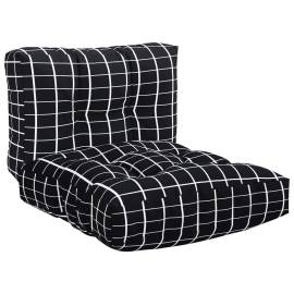 Perne canapea din paleți, 2 buc., negru, model carouri, textil, 2 image