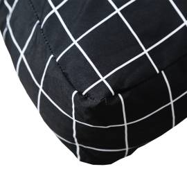 Perne canapea din paleți, 2 buc., negru, model carouri, textil, 6 image
