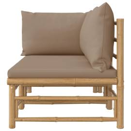 Set mobilier de grădină cu perne gri taupe, 2 piese, bambus, 4 image