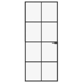 Ușă de interior negru 83x201,5 cm sticlă securiz./aluminiu slim, 3 image