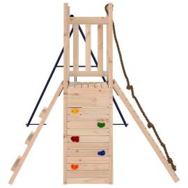 Căsuță de joacă cu leagăne, perete de cățărat, lemn masiv pin, 4 image