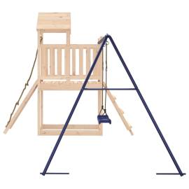 Căsuță de joacă cu perete de cățărat și leagăn, lemn masiv pin, 6 image