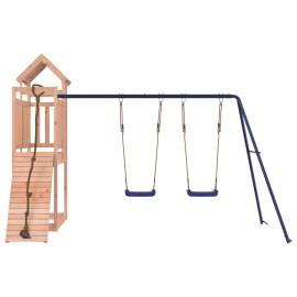 Căsuță de joacă cu perete de cățărat și leagăne, lemn douglas, 4 image