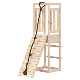 Căsuță de joacă cu perete de cățărat, lemn masiv de pin, 3 image