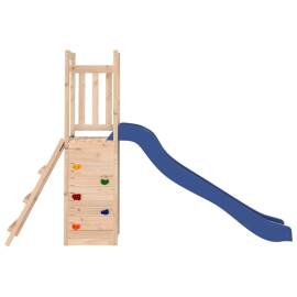 Căsuță de joacă cu tobogan și perete de cățărat, lemn masiv pin, 3 image