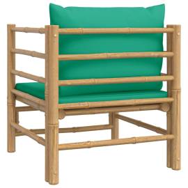 Canapea de grădină cu perne verzi, bambus, 5 image