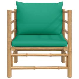 Canapea de grădină cu perne verzi, bambus, 3 image