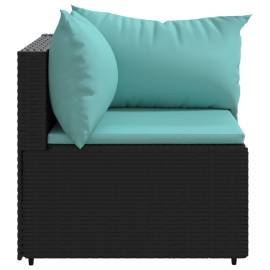 Canapele de colț de grădină cu perne 2 buc. negru poliratan, 4 image
