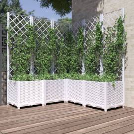 Jardinieră de grădină cu spalier, alb, 120x120x136 cm pp