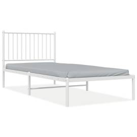 Cadru pat metalic cu tăblie, alb, 90x200 cm, 2 image