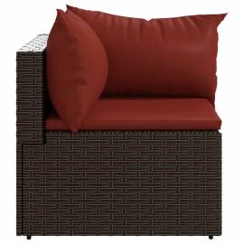 Canapea de colț cu pernă de grădină, maro, poliratan, 3 image