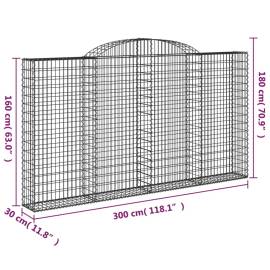 Coș gabion arcuit, 300x30x160/180 cm, fier galvanizat, 5 image