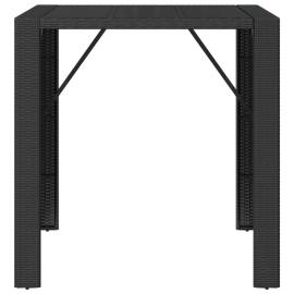 Masă de bar cu blat din sticlă, negru, 105x80x110 cm, poliratan, 3 image