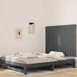 Tăblie de pat pentru perete, gri, 127,5x3x90 cm, lemn masiv pin