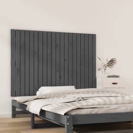 Tăblie de pat pentru perete, gri, 127,5x3x90 cm, lemn masiv pin, 3 image