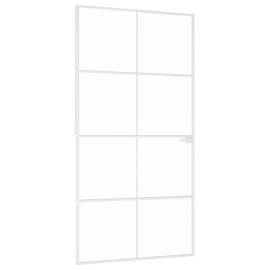 Ușă de interior alb 102x201,5 cm sticlă securiz./aluminiu slim, 2 image