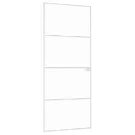 Ușă de interior alb 83x201,5 cm sticlă securiz. / aluminiu slim, 2 image