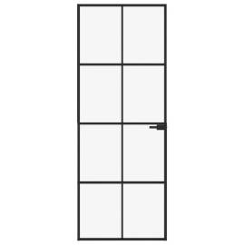 Ușă de interior negru 76x201,5 cm sticlă securiz./aluminiu slim, 3 image