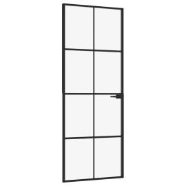 Ușă de interior negru 76x201,5 cm sticlă securiz./aluminiu slim, 2 image