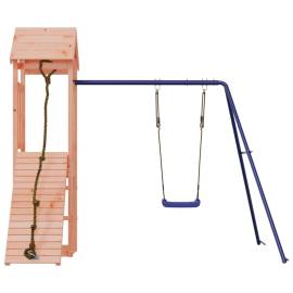 Căsuță de joacă cu perete de cățărat și leagăn, lemn douglas, 4 image