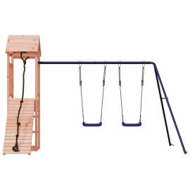 Căsuță de joacă cu perete de cățărat și leagăne, lemn douglas, 4 image