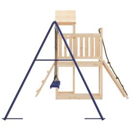Căsuță de joacă cu perete de cățărat și leagăne, lemn masiv pin, 6 image