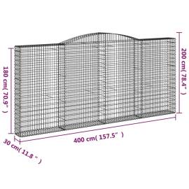 Coș gabion arcuit, 400x30x180/200 cm, fier galvanizat, 5 image