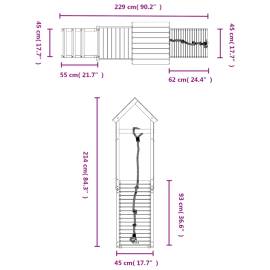 Căsuță de joacă cu perete de cățărat, lemn masiv de pin, 9 image