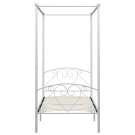 Cadru de pat cu baldachin, alb, 100 x 200 cm, metal, 3 image