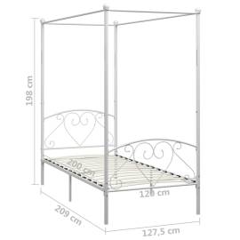 Cadru de pat cu baldachin, alb, 120 x 200 cm, metal, 5 image