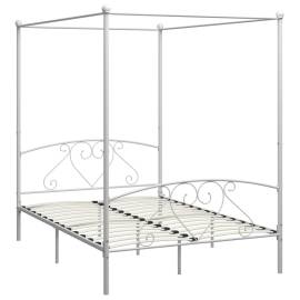 Cadru de pat cu baldachin, alb, 140 x 200 cm, metal, 2 image