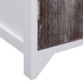 Dulap de baie, alb și maro, 46 x 24 x 116 cm, lemn de paulownia, 7 image