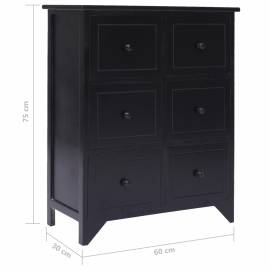 Dulap lateral cu 6 sertare, negru, 60x30x75 cm, lemn paulownia, 7 image
