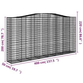 Coșuri gabion arcuite, 4 buc 400x50x200/220 cm, fier galvanizat, 6 image