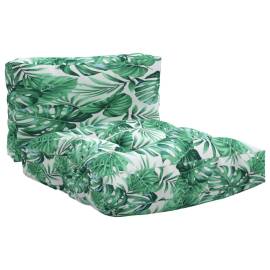 Perne de canapea paleți, 2 buc., țesătură cu model de frunze, 2 image
