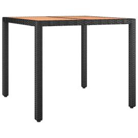 Set masă pentru grădină, 5 piese, negru, poliratan/lemn acacia, 6 image