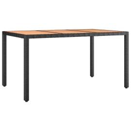 Set masă pentru grădină, 7 piese, negru, poliratan/lemn acacia, 6 image